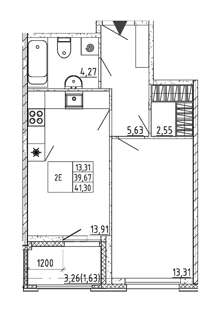 1-комнатная квартира 41.3 м², 12/12 эт., ЖК «UP! Квартал Воронцовский»